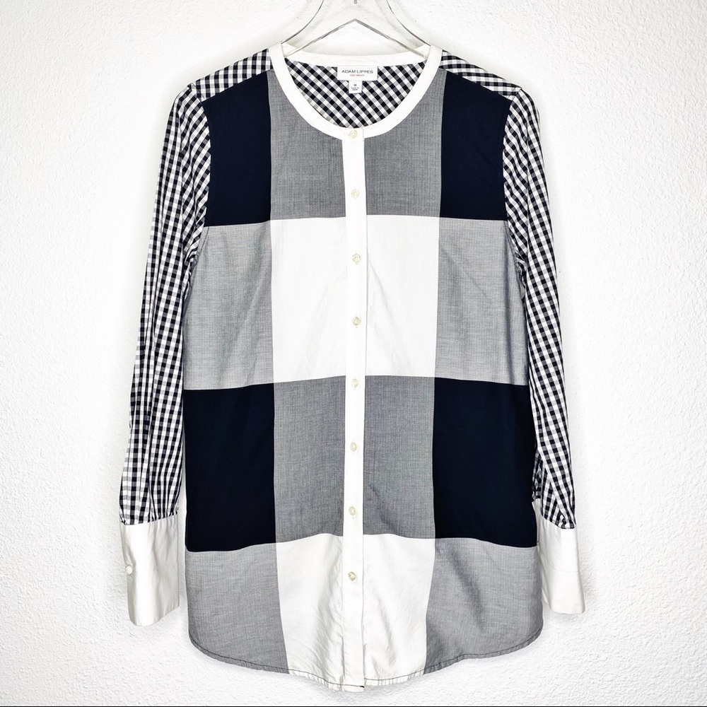 Adam Lippes Color Block Long Sleeve Button Up - image 1